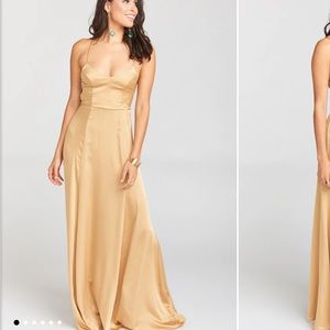 Show Me Your Mumu Godshaw Goddess Gown True Gold in Satin Medium